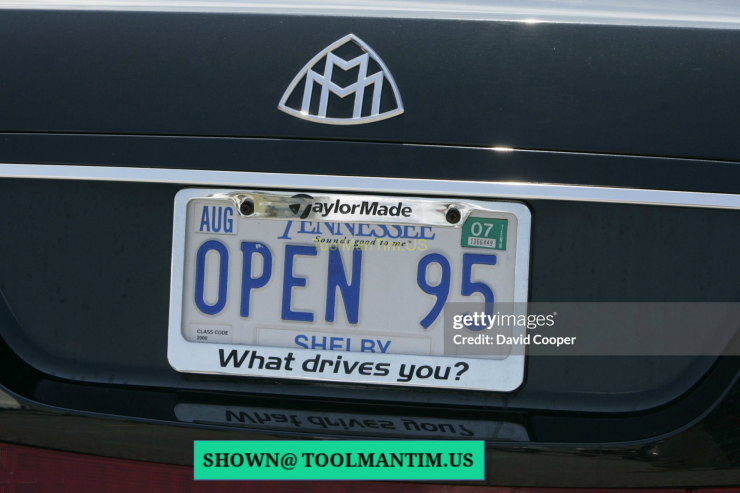 July 25 2007 Markham: Rear license plate marking Daly's 95 British Open win. John Daly's Maybach parked in the player lot during the Pro Am day at the Canadian Open at Angus Glen Wednesday July 25th 2007 . (Photo by David Cooper/Toronto Star via Getty Images)