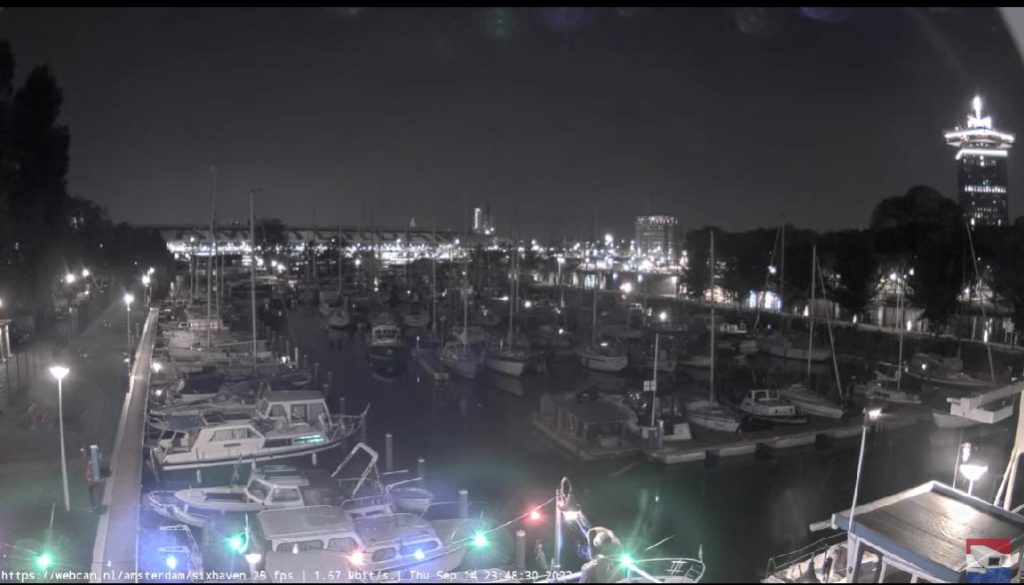 Sixhaven marina webcam, Amsterdam marina in netherlands webcam night view 