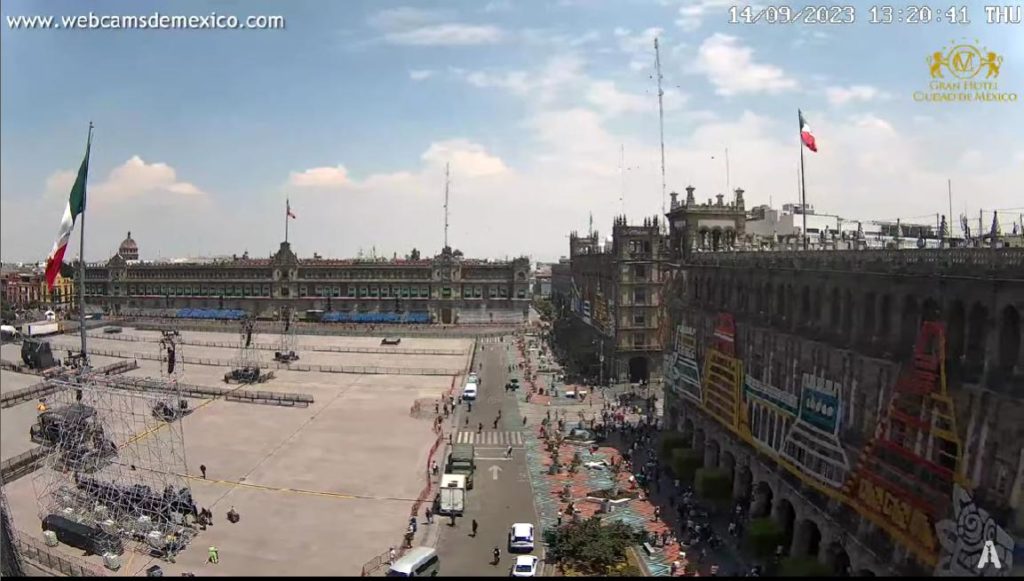 Zócalo, the main square in Mexico City webcam  The National Palace and the Metropolitan Cathedral of the Assumption are the two monuments that stand out in this plaza webcam 