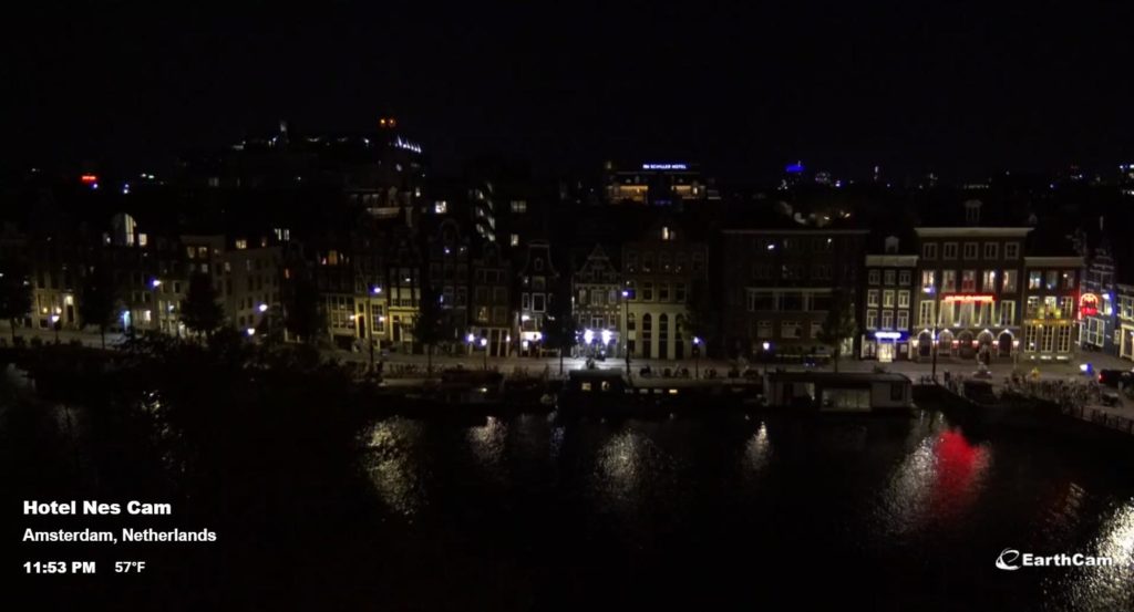 hotel nes webcam in amsterdam netherlands night view 